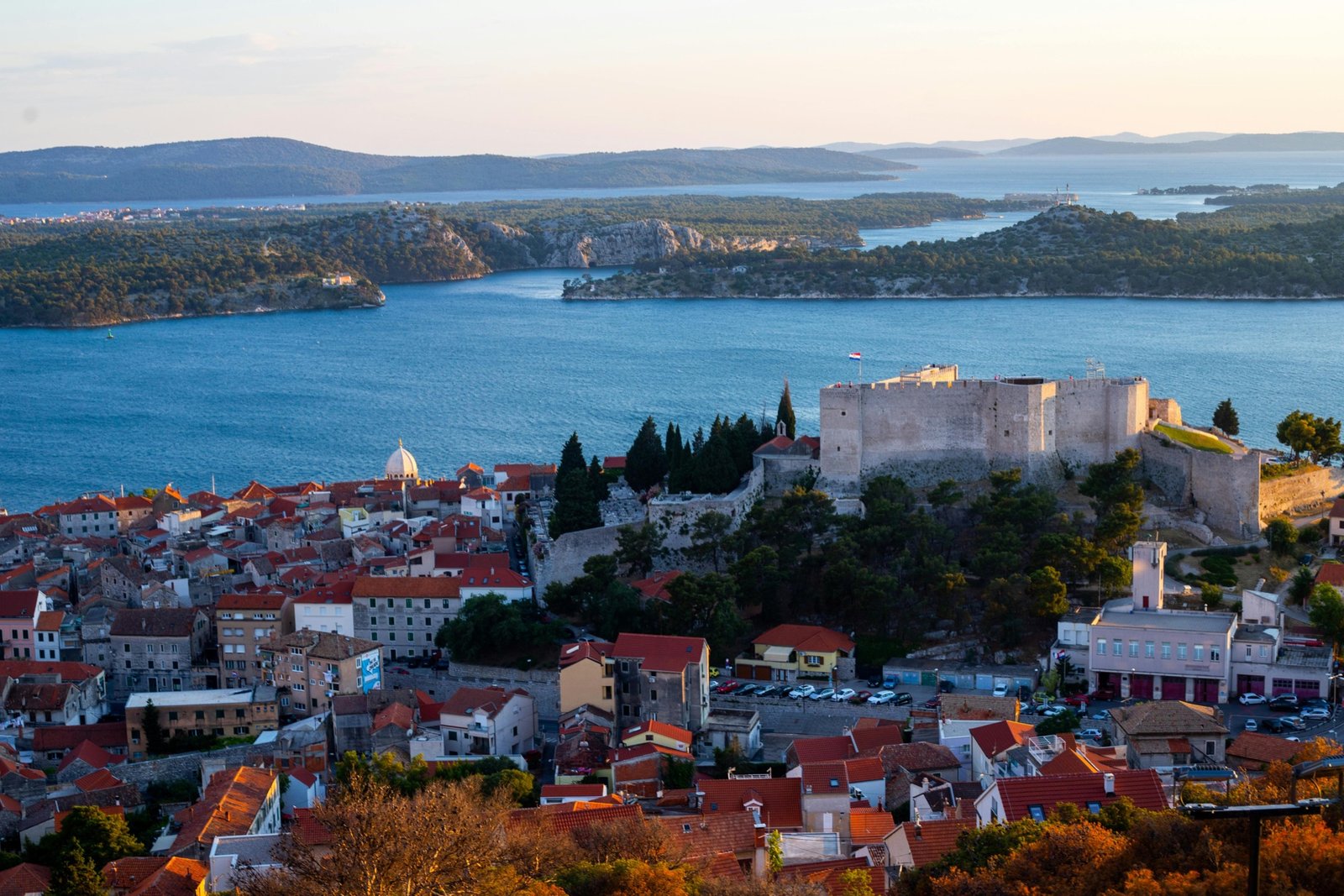 Šibenik old town and fortress above the Adriatic coast